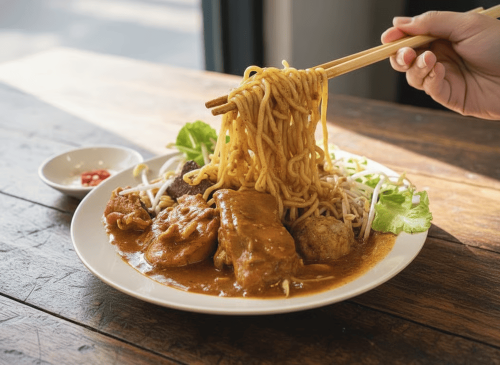 Món ăn đậm vị cay nồng, ăn kèm với nước sốt đặc biệt, khiến bạn không thể dừng lại